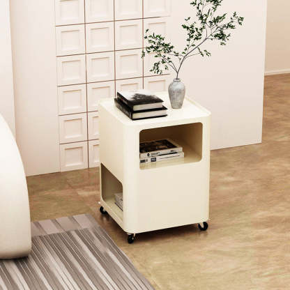 Nordic Iron Tray Rolling 2-Cabinet Nightstand — Black