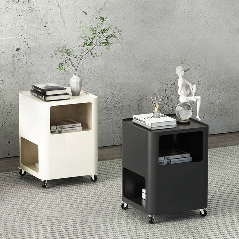 Nordic Iron Tray Rolling 2-Cabinet Nightstand