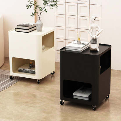 Nordic Iron Tray Rolling 2-Cabinet Nightstand