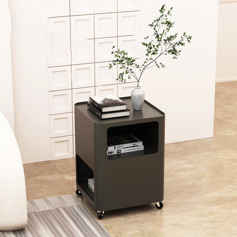 Nordic Iron Tray Rolling 2-Cabinet Nightstand