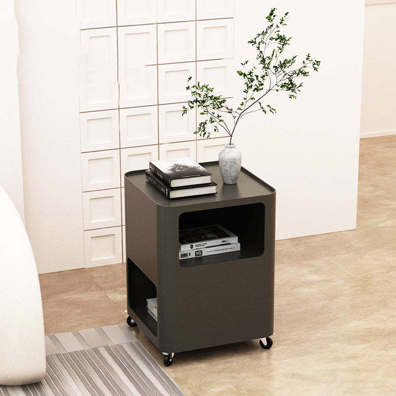 Nordic Iron Tray Rolling 2-Cabinet Nightstand