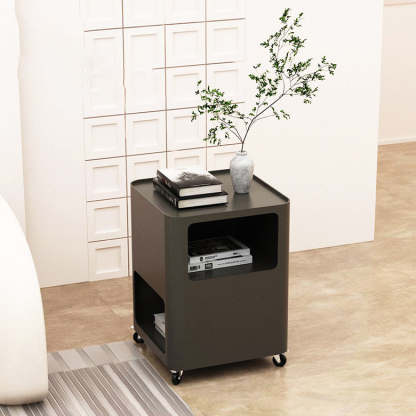 Nordic Iron Tray Rolling 2-Cabinet Nightstand