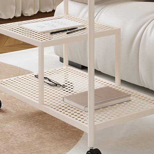 Contemporary Glass Metal 3-Tier Movable End Table