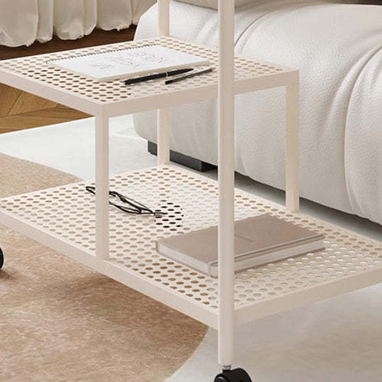 Contemporary Glass Metal 3-Tier Movable End Table
