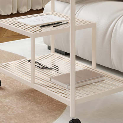 Contemporary Glass Metal 3-Tier Movable End Table