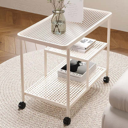 Contemporary Glass Metal 3-Tier Movable End Table