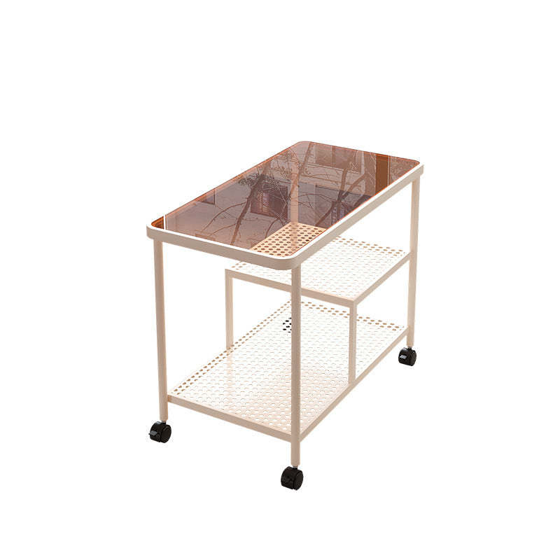 Contemporary Glass Metal 3-Tier Movable End Table