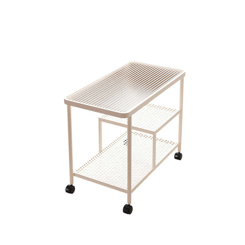 Contemporary Glass Metal 3-Tier Movable End Table