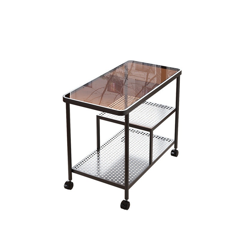 Contemporary Glass Metal 3-Tier Movable End Table