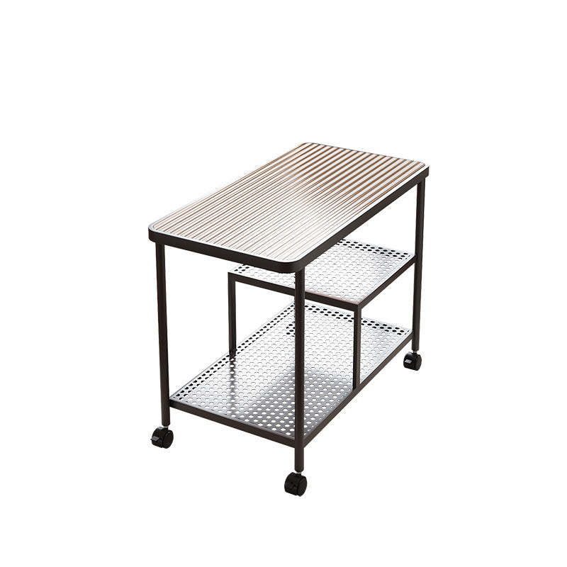 Contemporary Glass Metal 3-Tier Movable End Table