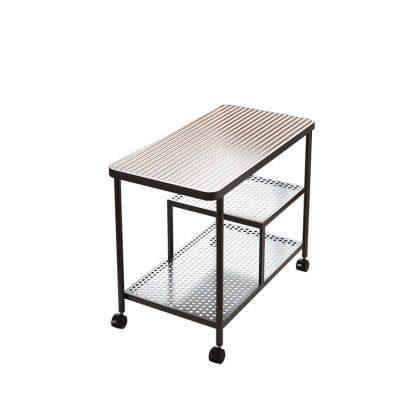 Contemporary Glass Metal 3-Tier Movable End Table