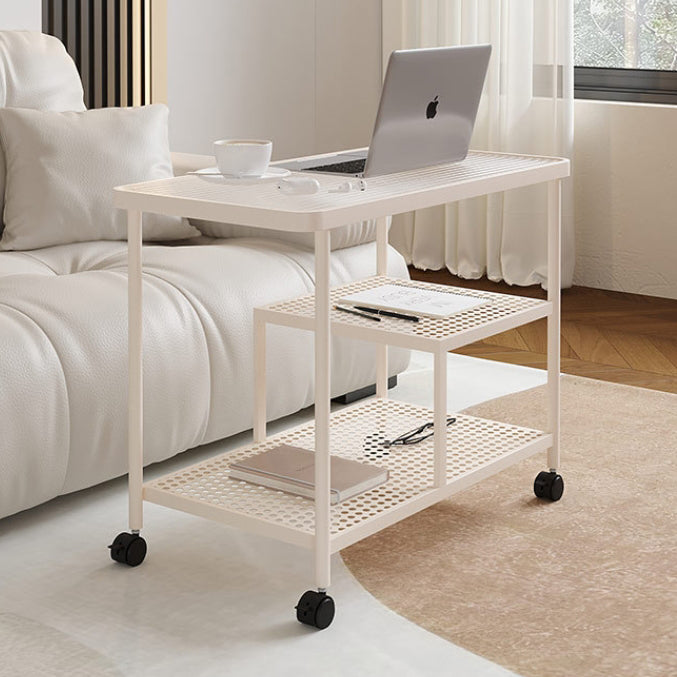 Contemporary Glass Metal 3-Tier Movable End Table