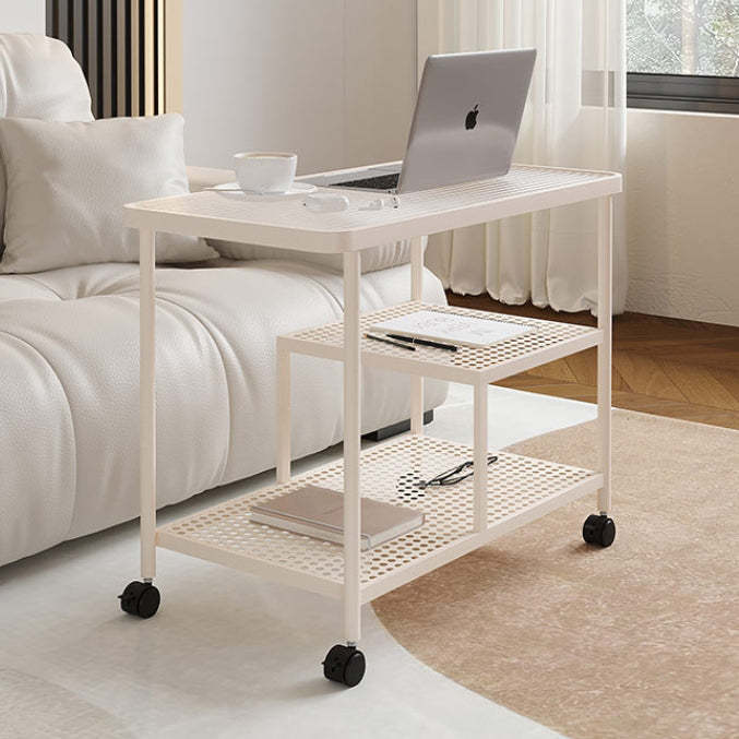 Contemporary Glass Metal 3-Tier Movable End Table