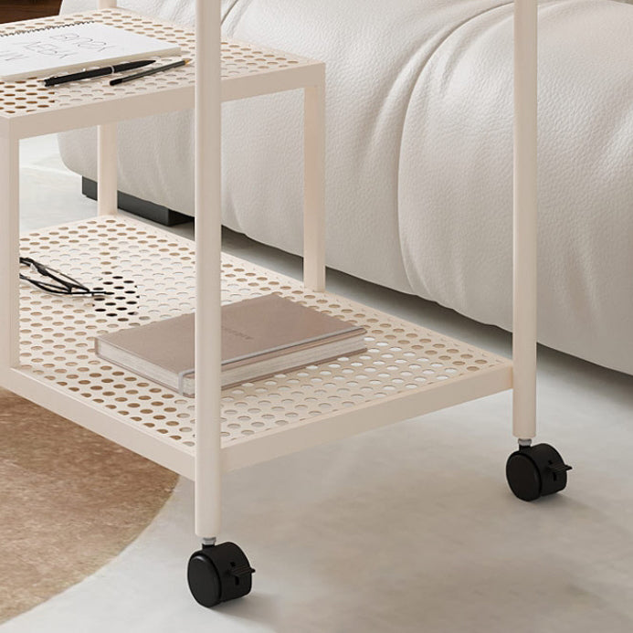 Contemporary Glass Metal 3-Tier Movable End Table