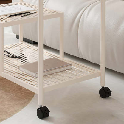 Contemporary Glass Metal 3-Tier Movable End Table