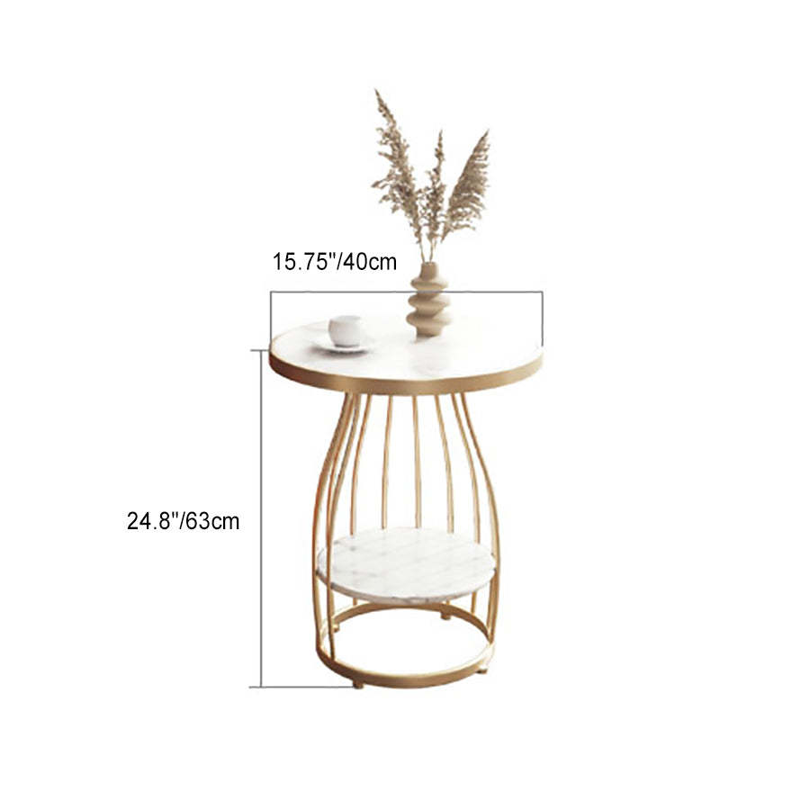 Contemporary Round Engineered Wood Steel 2-Tier End Table