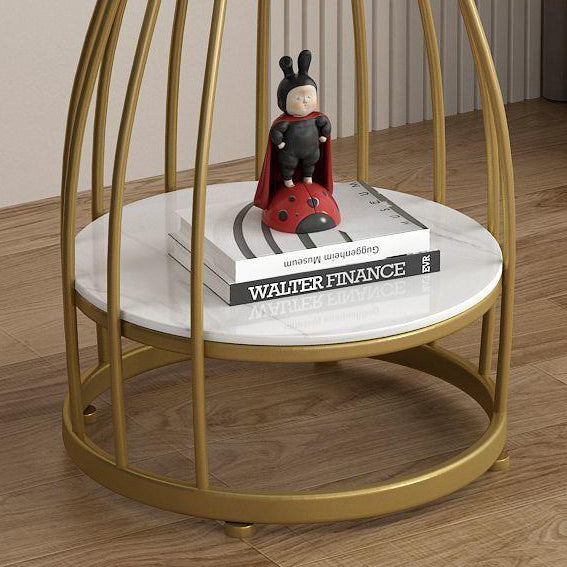 Contemporary Round Engineered Wood Steel 2-Tier End Table