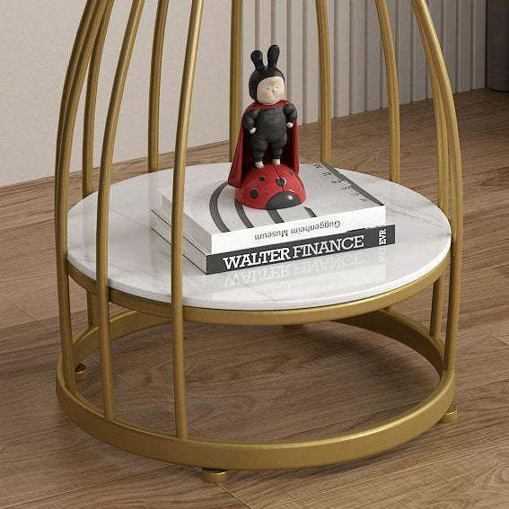 Contemporary Round Engineered Wood Steel 2-Tier End Table