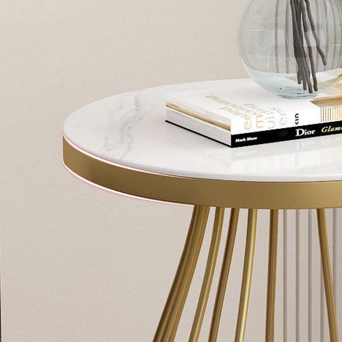 Contemporary Round Engineered Wood Steel 2-Tier End Table
