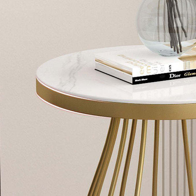 Contemporary Round Engineered Wood Steel 2-Tier End Table