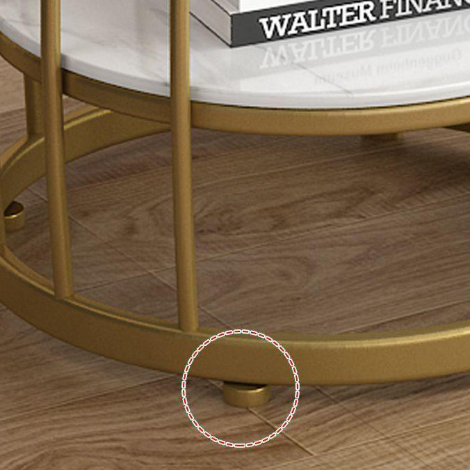 Contemporary Round Engineered Wood Steel 2-Tier End Table