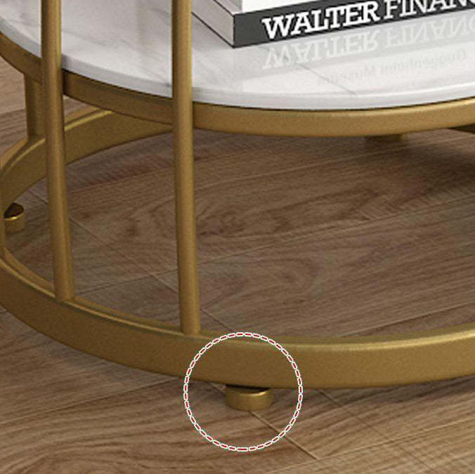 Contemporary Round Engineered Wood Steel 2-Tier End Table