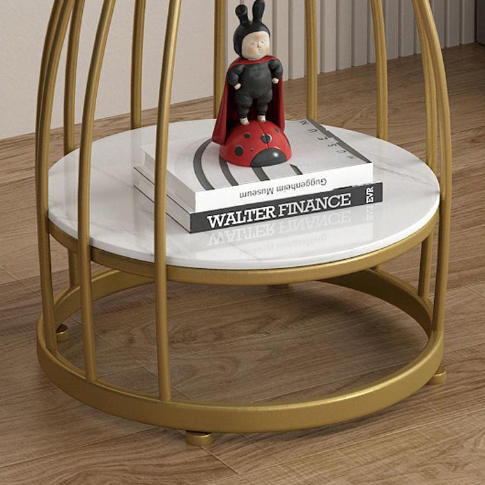 Contemporary Round Engineered Wood Steel 2-Tier End Table