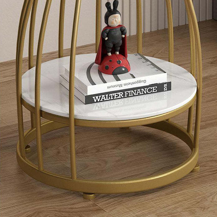 Contemporary Round Engineered Wood Steel 2-Tier End Table