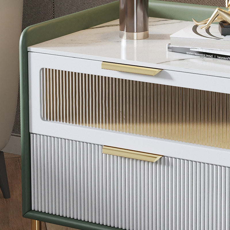 Nordic Sintered Stone 2-Drawer Nightstand — Khaki