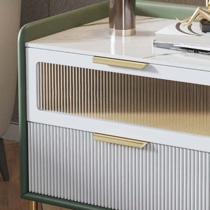 Nordic Sintered Stone 2-Drawer Nightstand — Khaki
