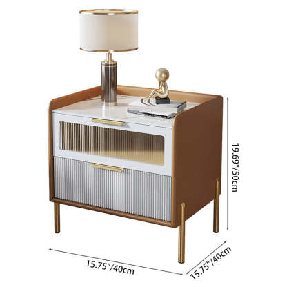 Nordic Sintered Stone 2-Drawer Nightstand — Orange