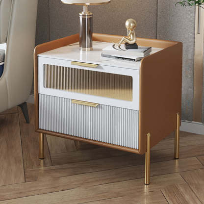 Nordic Sintered Stone 2-Drawer Nightstand — White