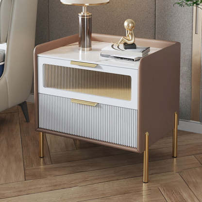 Nordic Sintered Stone 2-Drawer Nightstand