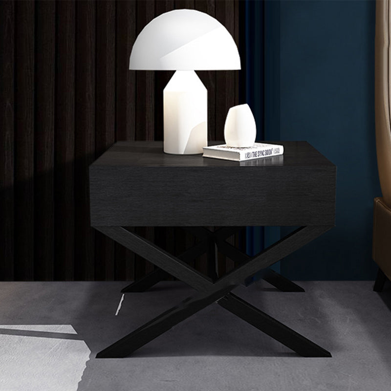 Lighom minimalist crossed-leg wood glass nightstands