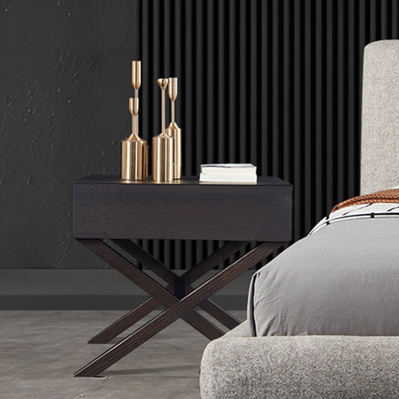 Contemporary Crossed-Leg Wood Nightstand