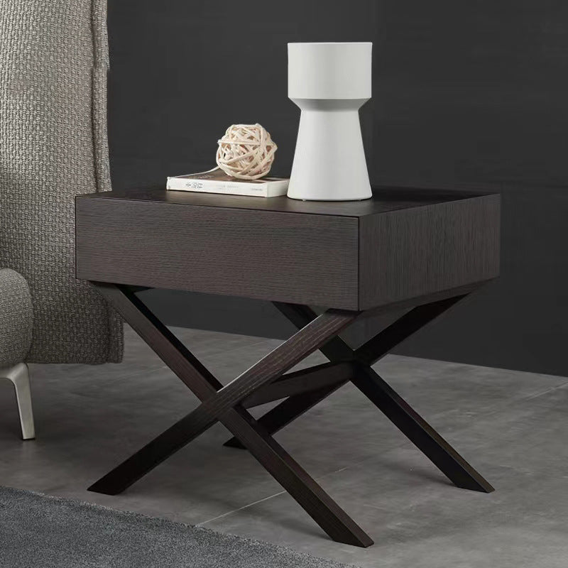 Contemporary Crossed-Leg Wood Nightstand