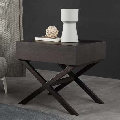 Contemporary Crossed-Leg Wood Nightstand