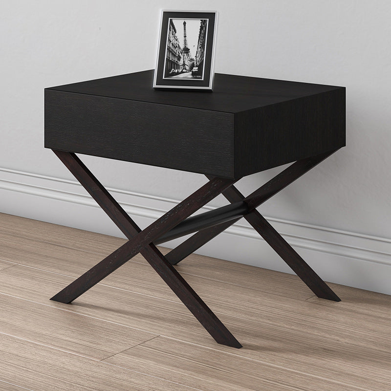 Contemporary Crossed-Leg Wood Nightstand