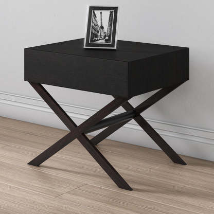 Contemporary Crossed-Leg Wood Nightstand