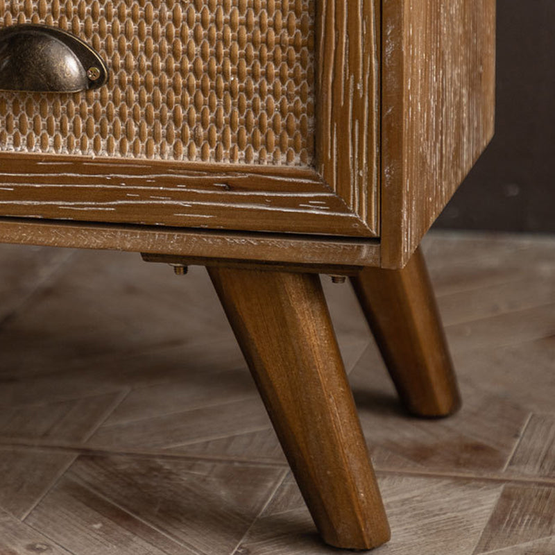 Retro Solid Wood 2-Drawer Nightstand