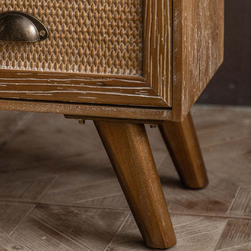 Retro Solid Wood 2-Drawer Nightstand