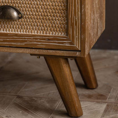 Retro Solid Wood 2-Drawer Nightstand