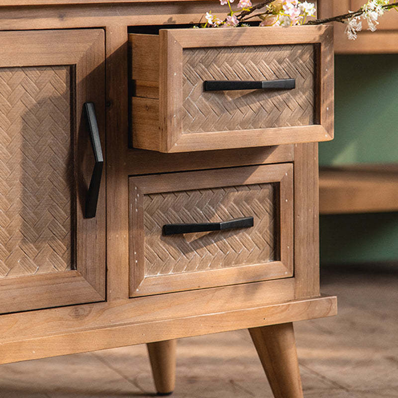 Retro Solid Wood 2-Drawer Nightstand