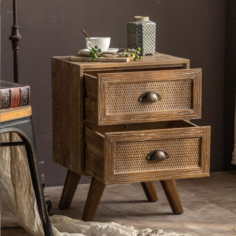 Solid retro nightstands in wood — 15.75" L x 11.81" W x 21.26" H