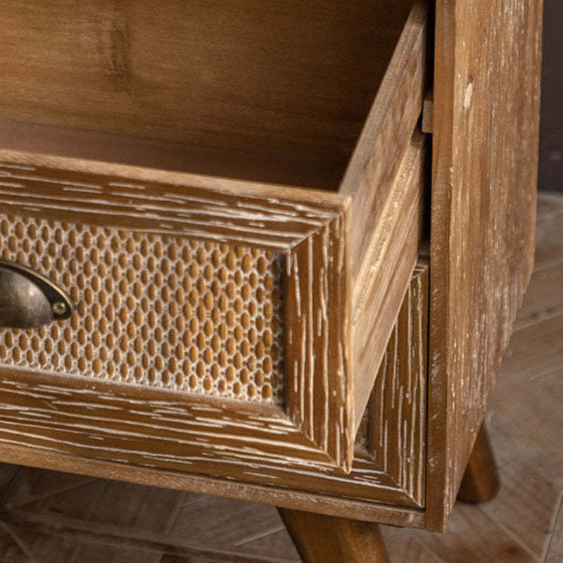 Retro Solid Wood 2-Drawer Nightstand