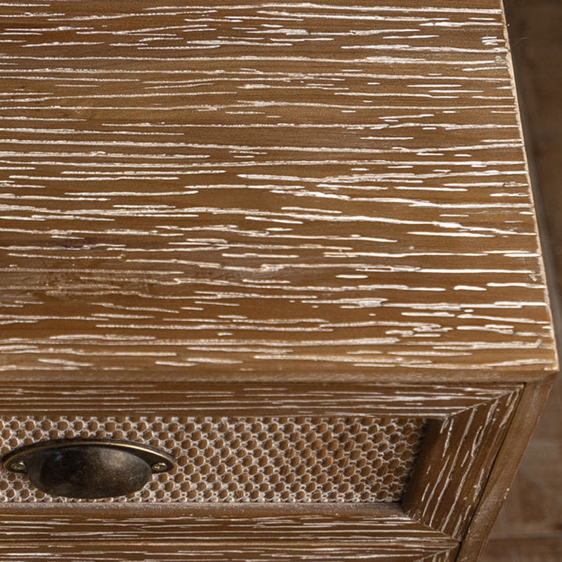 Retro Solid Wood 2-Drawer Nightstand