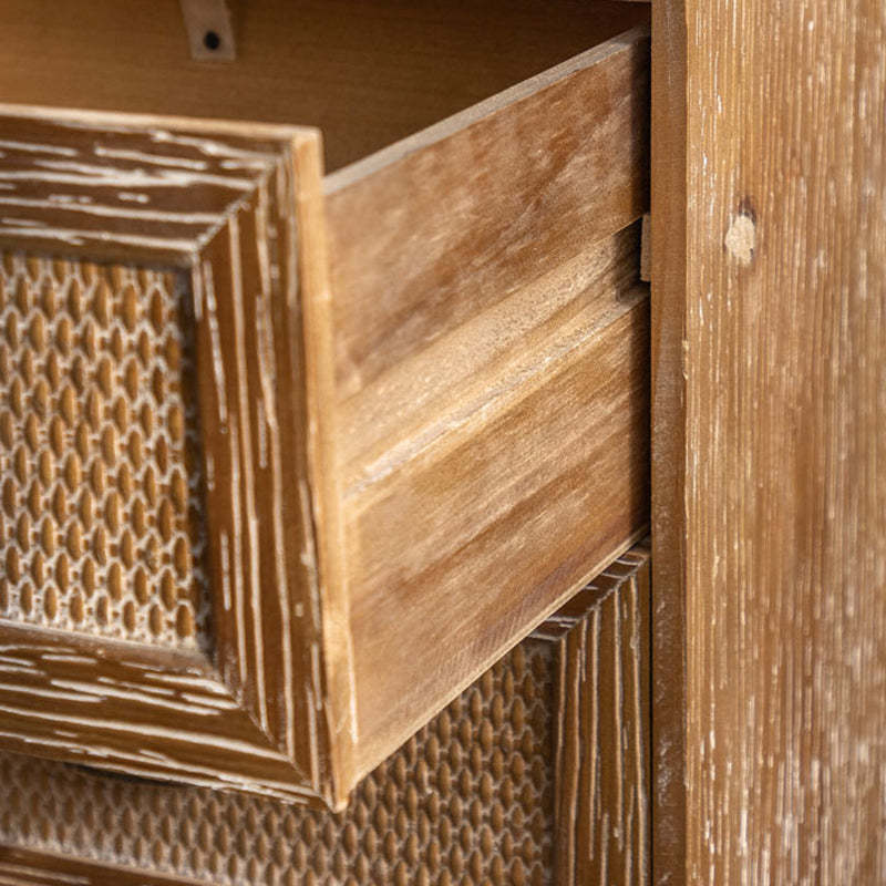 Retro Solid Wood 2-Drawer Nightstand