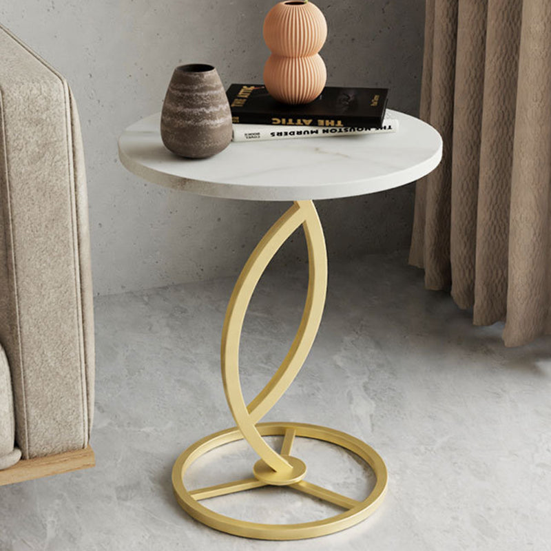Contemporary Sintered Stone Steel End Table