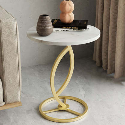 Contemporary Sintered Stone Steel End Table