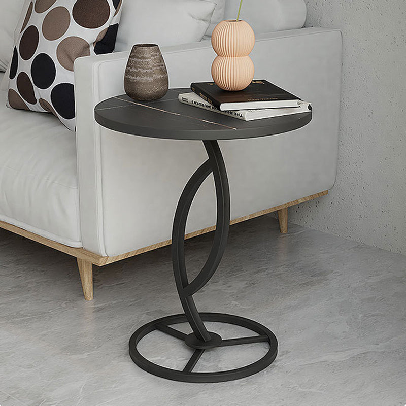 Contemporary Sintered Stone Steel End Table